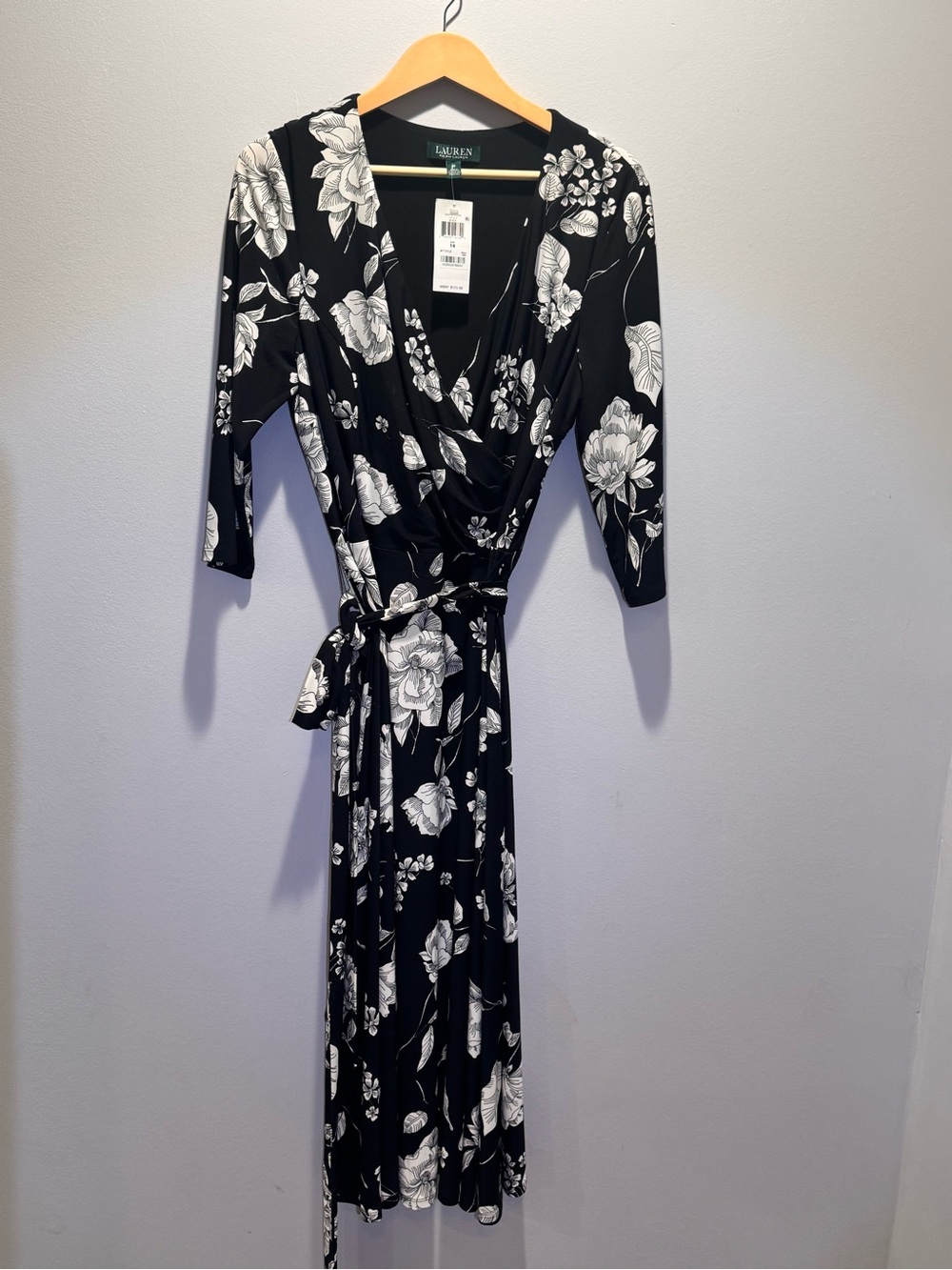 Ralph Lauren Black & White Floral Wrap Dress - New with tags